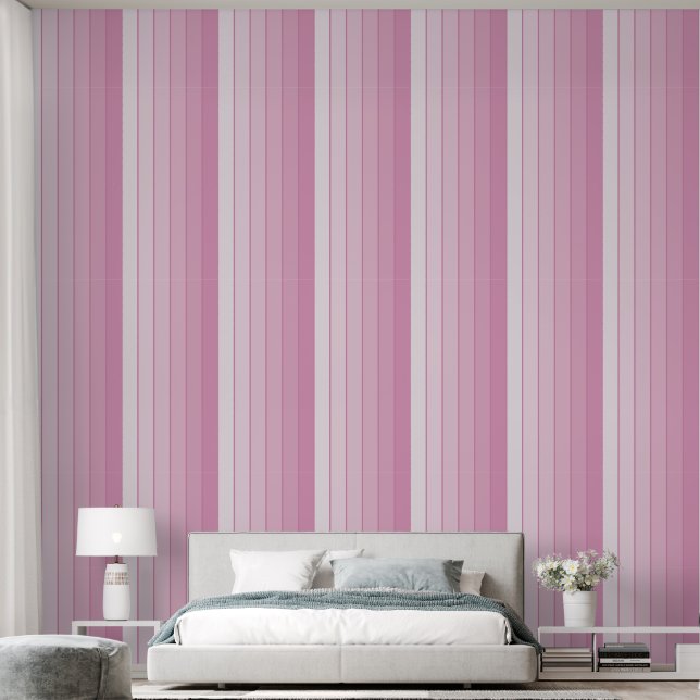 Stripes, Shades of Pink Accent  Wallpaper (Bedroom)