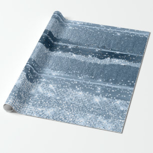 STRIPES SMOKY BLUE CRYSTALS WEDDING BRIDAL Strokes Wrapping Paper