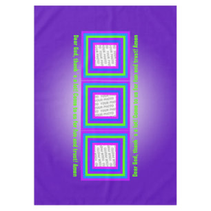 Stripes Square Frame coloured 03 + your photo text Tablecloth