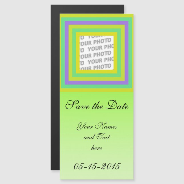 Stripes Square Frame coloured 07 + your photo Magnetic Invitation (Front/Back)