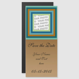 Stripes Square Frame coloured 09 + your photo Magnetic Invitation