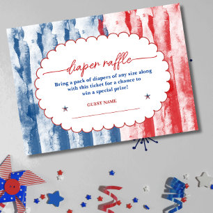 Stripes & Stars 4th July Baby Shower Diaper Raffle Enclosure Card