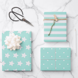 Stripes, Stars and Polka Dots Wrapping Paper Sheet