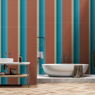Stripes Stone Grey Olive Cool Blue Aqua Brown Rust Wallpaper