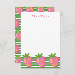 Stripes & Strawberries Personalised Note Cards