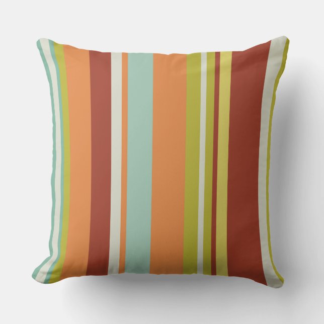 Stripes Summer Fun Outdoor Patio Pillows (Front)