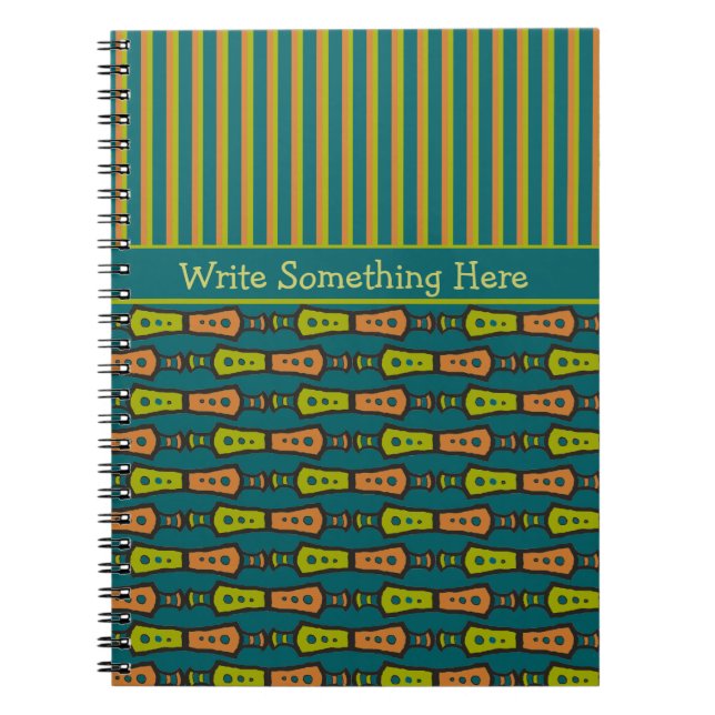Stripes, Tribal Pattern, Teal: Spiral Notebook (Front)