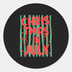 Stripes tropical summer christmas in july girly classic round sticker