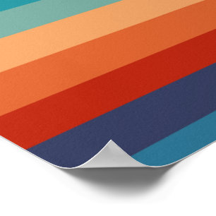 Stripes Vintage Colour Old Style Colourful Geometr Poster