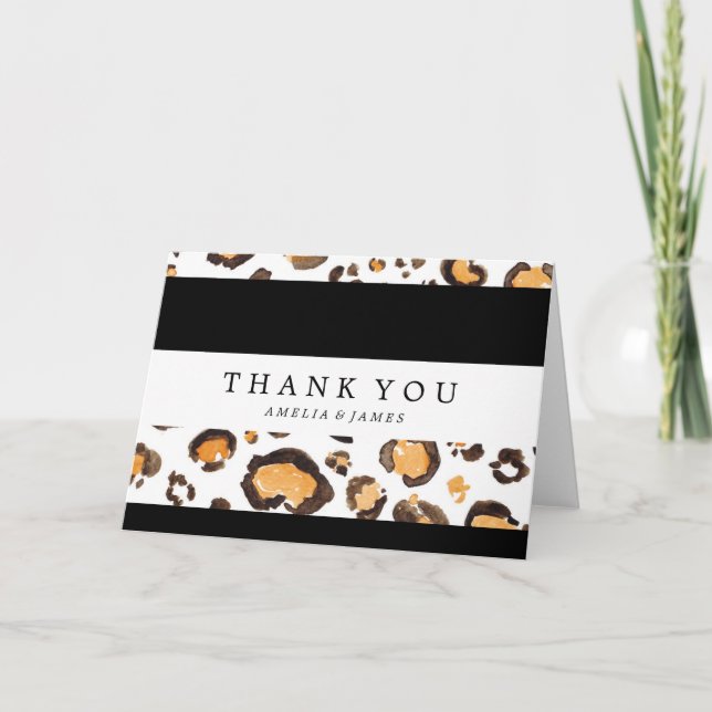 Stripes & Watercolor Leopard Spots | Thank You (Front)