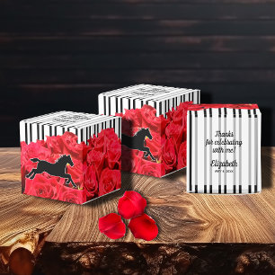 Stripes Watercolor Roses Derby Horse 2" Favour Box