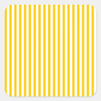 Stripes - White and Tangerine Yellow Square Sticker