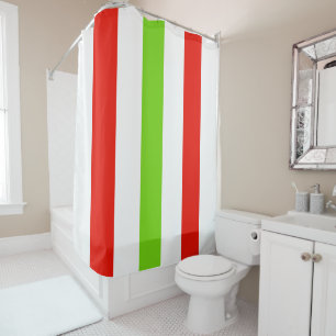 Stripes White Red Green Shower Curtain