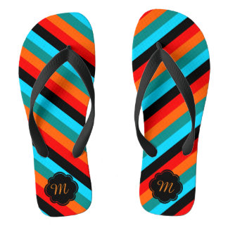Stripes Wide Straps, Womens 4 - Mens 3 Flip Flops
