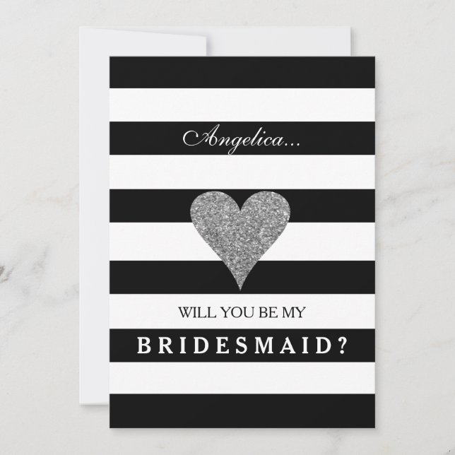 Stripes Will You Be My Bridesmaid Invitation (Front)