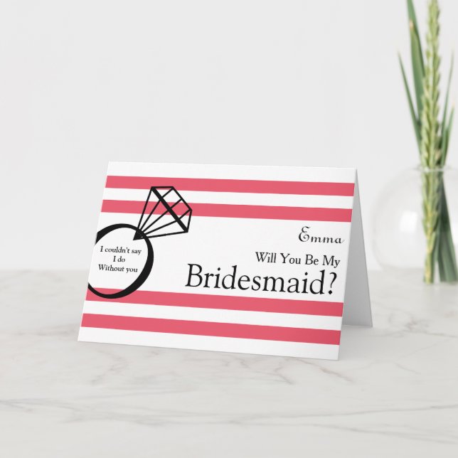 Stripes Will You Be My Bridesmaid Invitation (Front)
