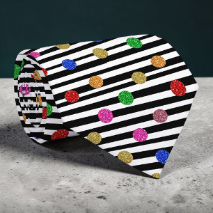 Stripes with Colourful Circles Necktie