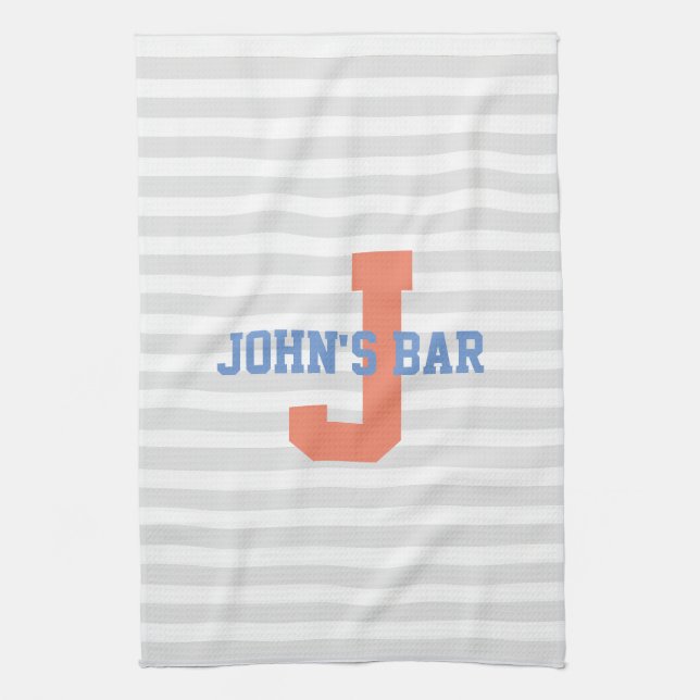 Stripes with Monogram Bar Towel (Vertical)