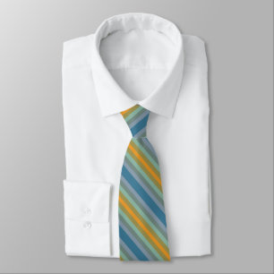 Stripes - Yellow Blue Lavender Olive Green Aqua Tie