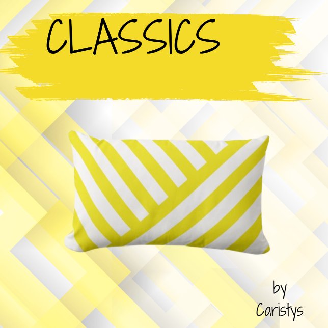 Stripes Yellow on White  Lumbar Cushion (Creator Uploaded)
