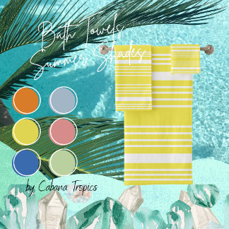 Stripes Yellow & White  Bath Towel Set