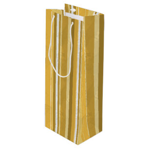 Stripes Yellow Wine Gift Bag