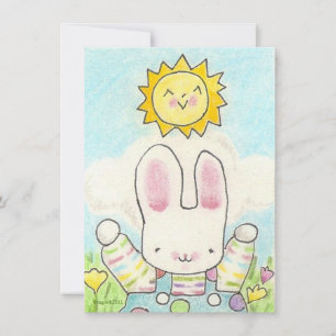 stripey boy bunny birthday invitation