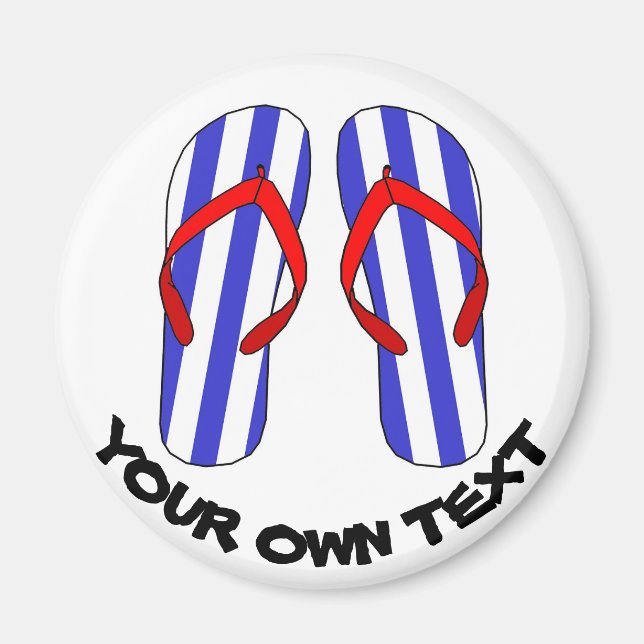 Stripey Flip Flops Beach Sandles Custom Text Magnet (Front)
