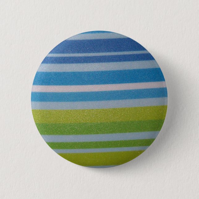 Stripey green! 6 cm round badge (Front)