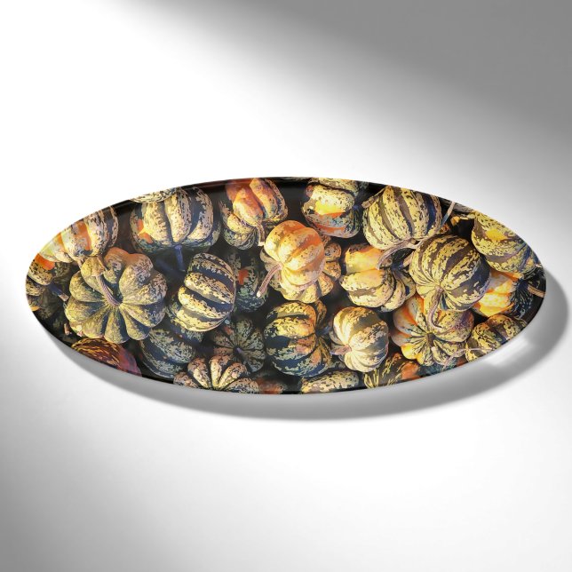 Stripey Pumpkins Cluster  Name Tag (Front)