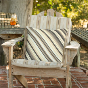 Stripey Sepia Outdoor Pillow