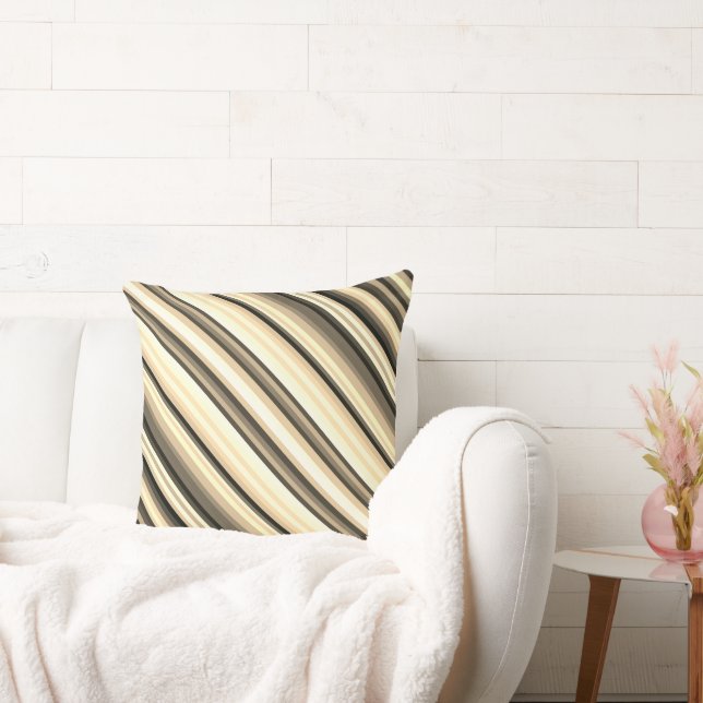 Stripey Sepia Throw Pillow 20" x 20" (Couch)