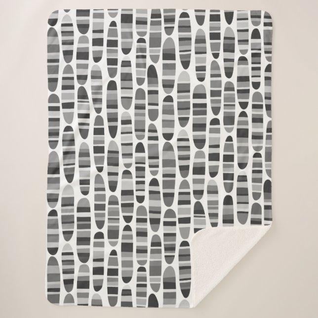 Stripey Strokes 120123 - Black and White Sherpa Blanket (Front)