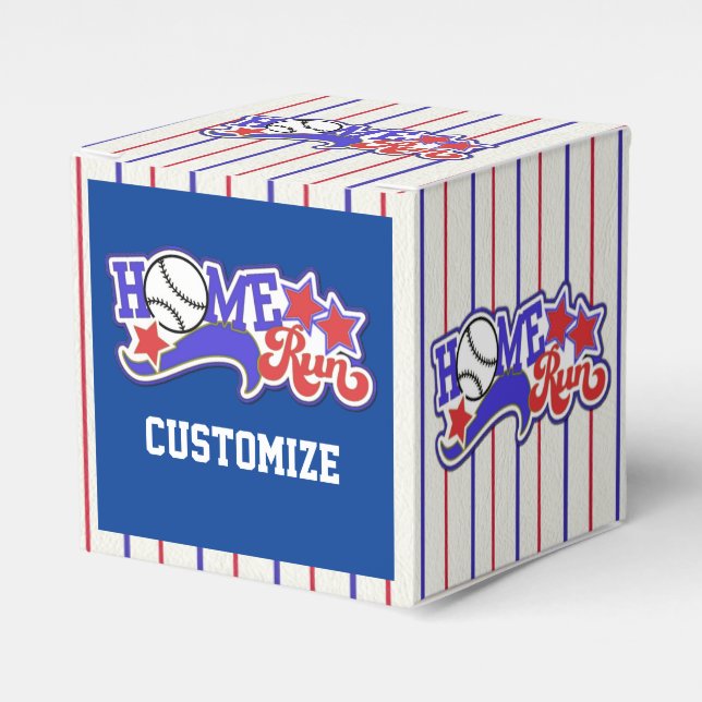 Stripped Home Run Baseball Cube Favour Box (Front Side)