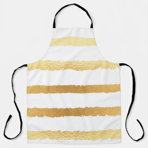 Stripped shiny golden metallic pattern apron