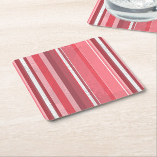 Strips of Pink Square Paper Coaster