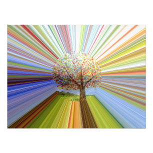 Stripy Autumn Tree Abstract Art Photo Print