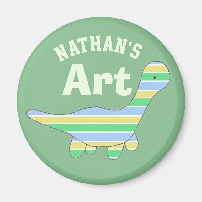 Stripy Dinosaur Magnet (Front)