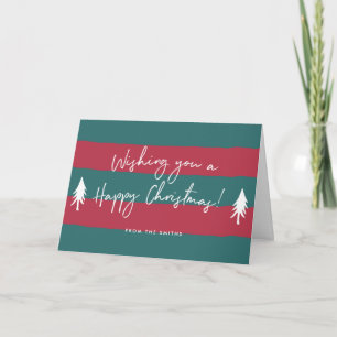 Stripy Happy Christmas Personalised Greeting Card