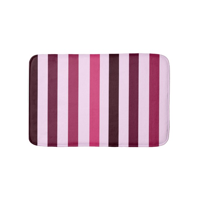 Stripy Red Pink Bath Mat (Front)