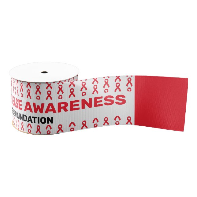 Stroke and Heart Disease Awareness Pattern Ribbon Grosgrain Ribbon (Spool)
