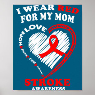 Stroke Awareness - I Wear Red For My Mom  Poster