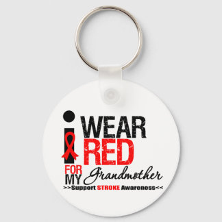 Stroke Awareness I Wear Red Ribbon For Grandmother Key Ring