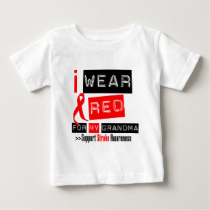 Stroke Awareness I Wear Red Ribbon For My Grandma Baby T-Shirt