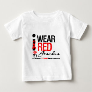Stroke Awareness I Wear Red Ribbon For My Grandma Baby T-Shirt