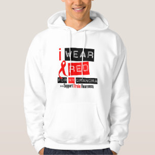 Stroke Awareness I Wear Red Ribbon For My Grandma Hoodie