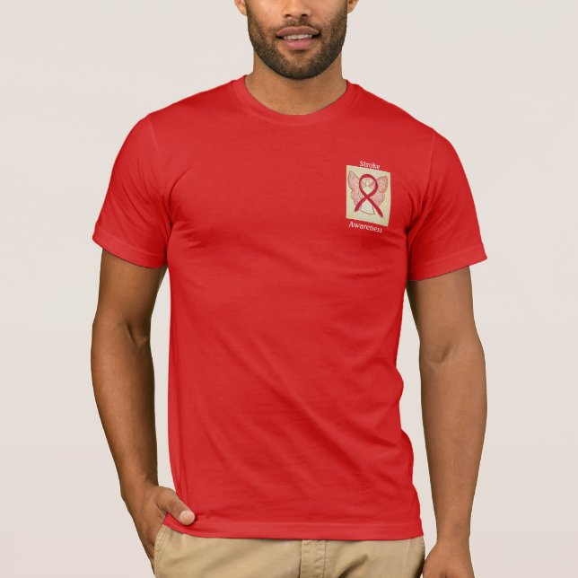 Stroke Awareness Red Ribbon Angel Tee (Front)