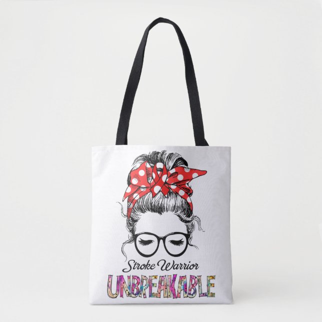 Stroke Awareness Ribbon Support Gifts Tote Bag (Front)
