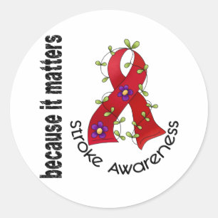 Stroke Flower Ribbon 3 Classic Round Sticker