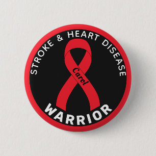 Stroke & Heart Disease Warrior Ribbon Black Button